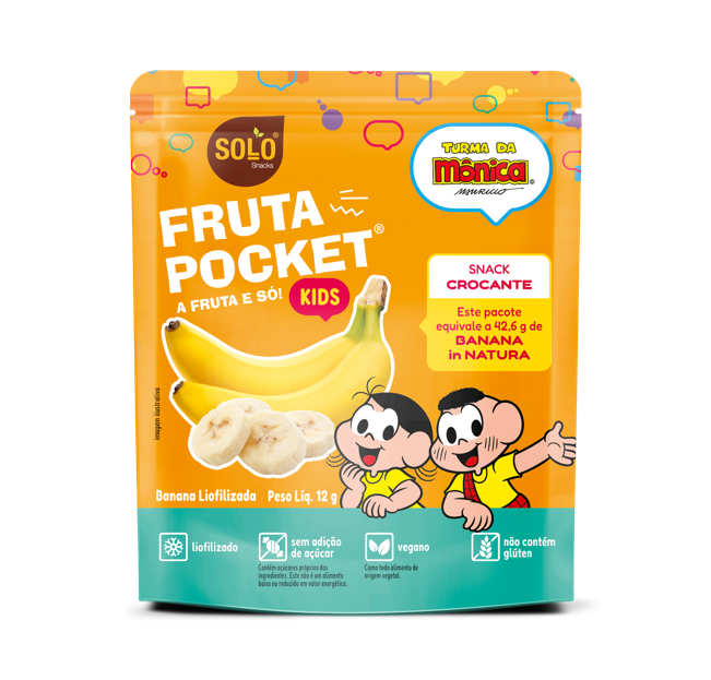 Banana Liofilizada Turma da Mônica 12g Fruta Pocket