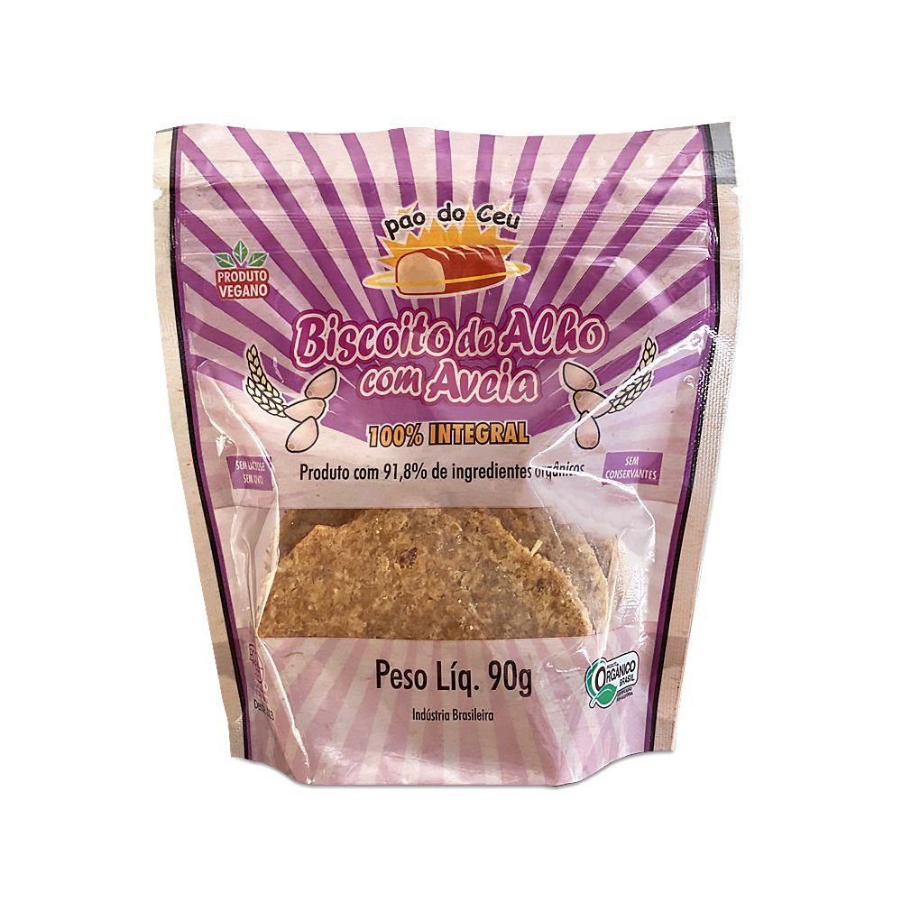 Biscoito Aveia e Alho Orgânico 100g Pão do Céu