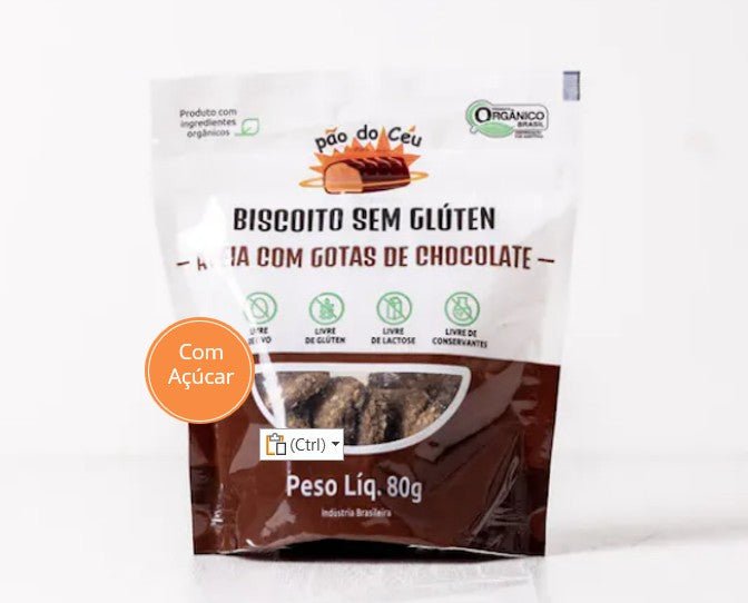 Biscoito Aveia e Gotas Chocolate sem Glúten 80g Pão do Céu